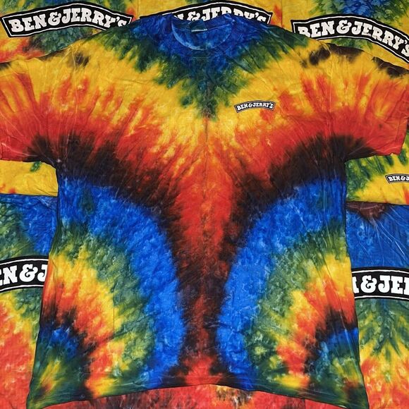Vintage Ben and Jerrys Ice Cream Tie Dye Promo T-Shirt - Size Small - Picture 2 of 7